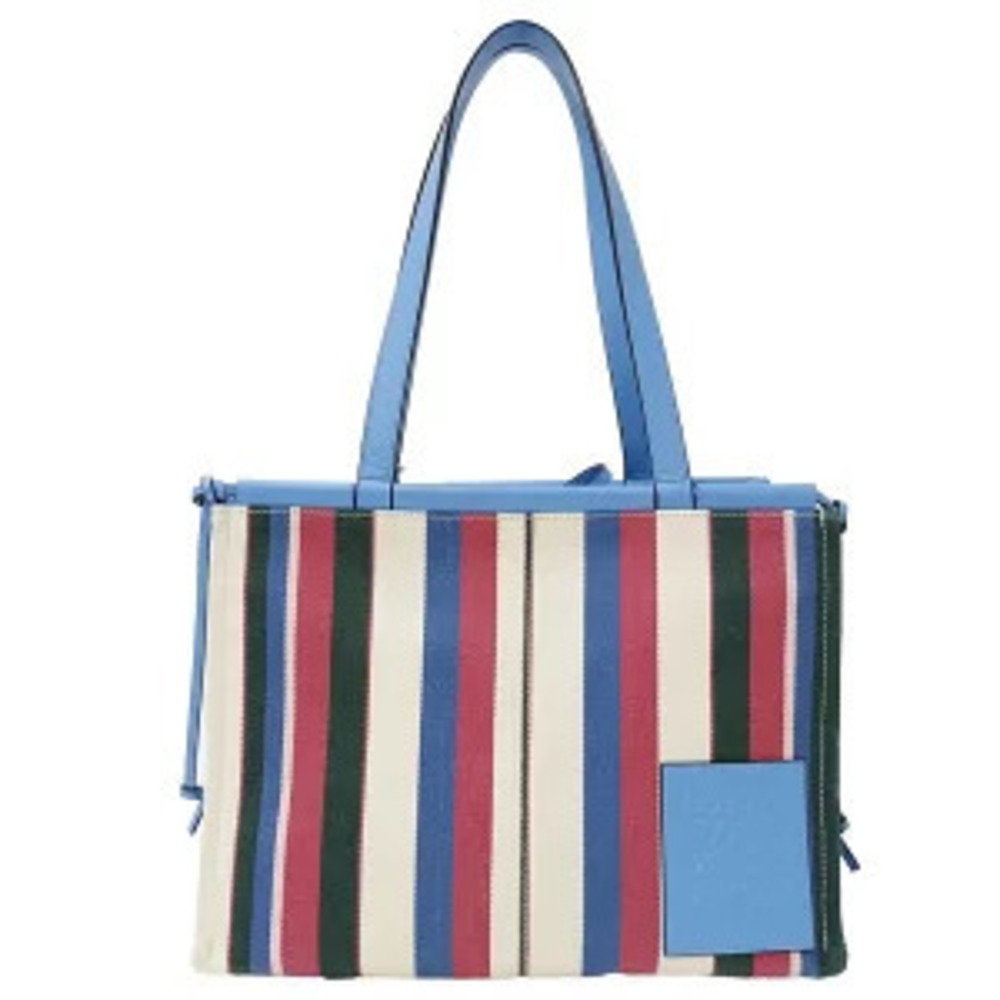 Loewe Bag Tote Canvas Cushion Blue Multicolor Handbag Striped
